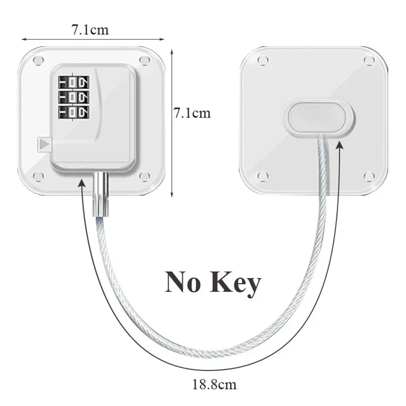 1 Pcs Child Safety Lock Cabinet Fridge Door Lock Stainless Steel Cable Protection Kids Baby Home Window Lock Strong Fix  מנעול
