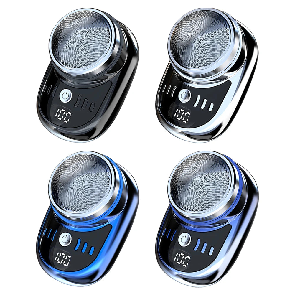 Men Mini Electric Travel Shaver with Digital Display Face Beard Trimmer Washable Rechargeable Shaver Pocket Size Portable Shaver