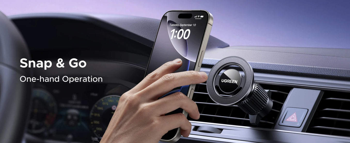 UGREEN Magnetic Car Phone Holder Strong Magnets 2 IN 1 360° Rotatable Car Mount For Magsafe iPhone 16 15 Pro Samsumg S25 Xiaomi