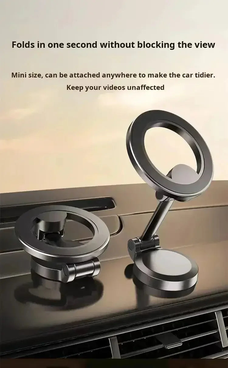 Strong Magnetic Phone Holder – 360° Swivel Adjustable Car Mount with Back Sticker, Universal Magsafe-Compatible for Smartphones