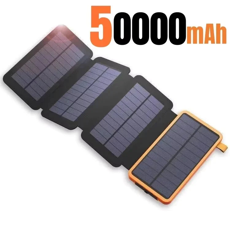 بنك طاقة شمسية بسعة 200000 مللي أمبير، ألواح شمسية قابلة للطي، مخرج USB بقوة 5 فولت و2 أمبير، محمول للاستخدام في التخييم والرحلات الخارجية، يعمل بالطاقة الشمسية، متوافق مع أجهزة iPhone وAndroid