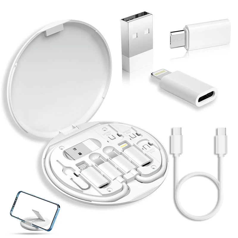 مجموعة كابلات محول شحن متعددة USB من النوع C إلى النوع C بقدرة 60 واط، صندوق محول USB C إلى Lightning، مجموعة تحويل USB و Type C إلى Micro/Type C/Lightning