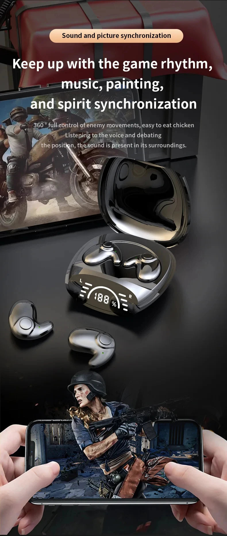 Sleep Invisible Headset Noise Cancelling Wireless Headsets Waterproof Sports Stereo With Mic Bluetooth Earohone