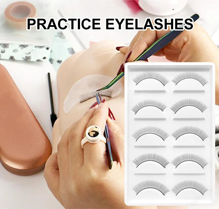 Wholesale Low Price Lash Mannequin Head Practice Kit with 5 Pairs Pratice Strip Lashes for Training Eyelash Extensions 20 - 99 s