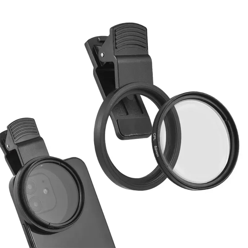 Circular Universal Polarizer Camera Lens Clip 52MM Portable CPL Filter Kit for IPhone 16 15 14 13 Professional Phone Camera Lens