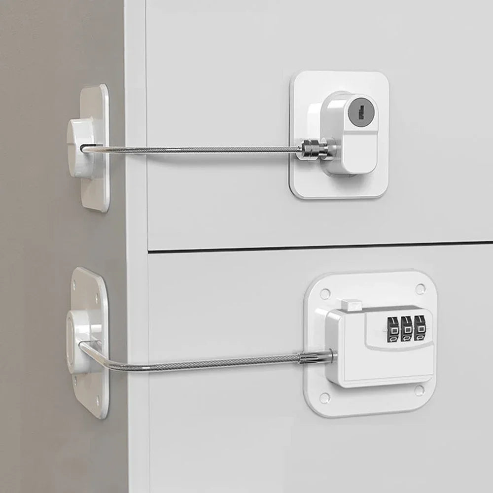 1 Pcs Child Safety Lock Cabinet Fridge Door Lock Stainless Steel Cable Protection Kids Baby Home Window Lock Strong Fix  מנעול