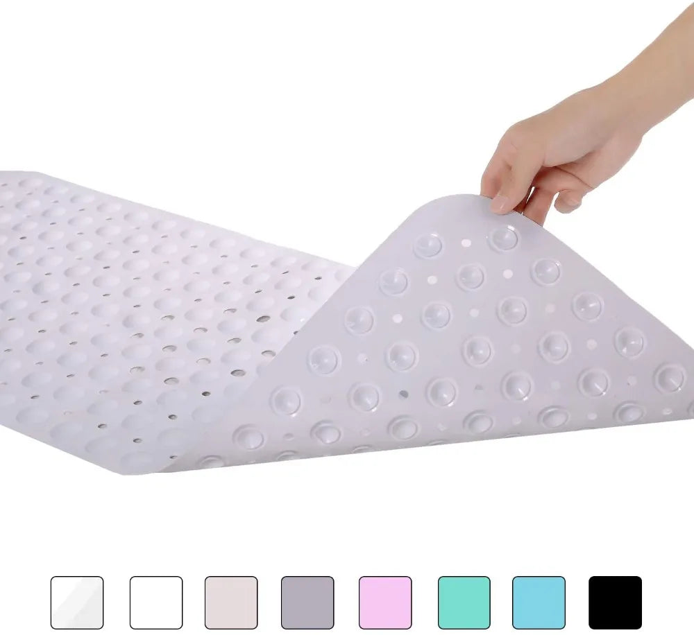 Non-Slip Bath Tub Shower Mat with Suction Cups,Machine Washable Bathroom Mats with Drain, Extra Large Bathtub Mat, 100x40cm