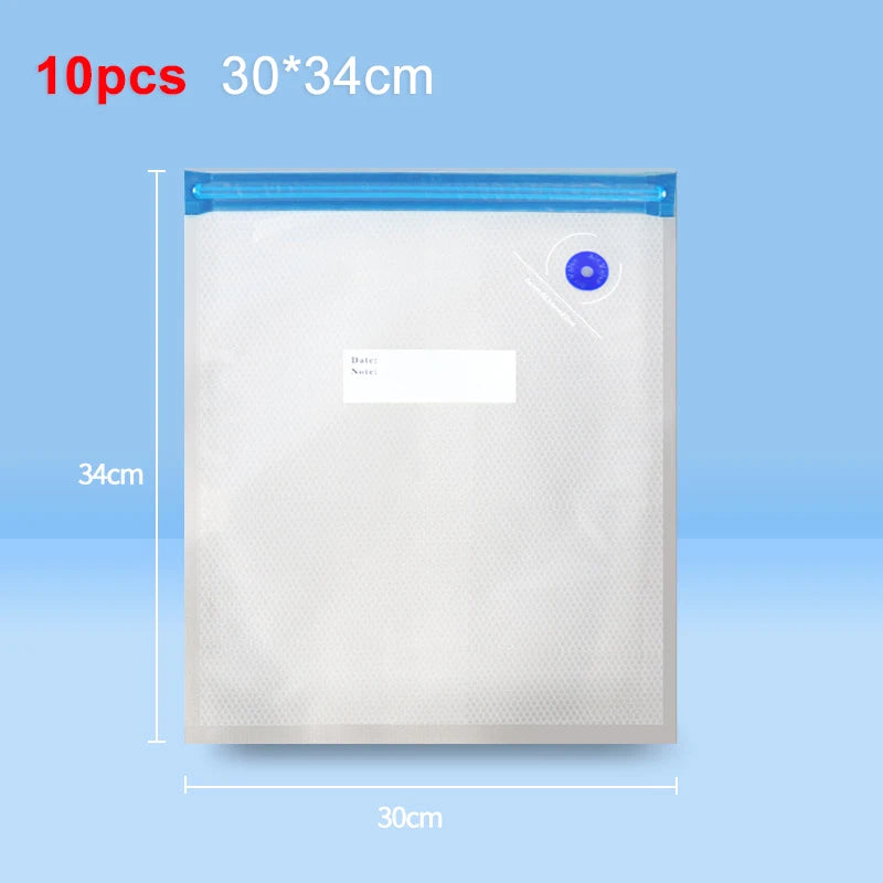 Vacuum Packaging Bags for Food Vacuum Bags BPA-Free Food Vacuum Sealing Bag Reusable Food Storage Zipper Sealer Bags 10pcs 30pcs