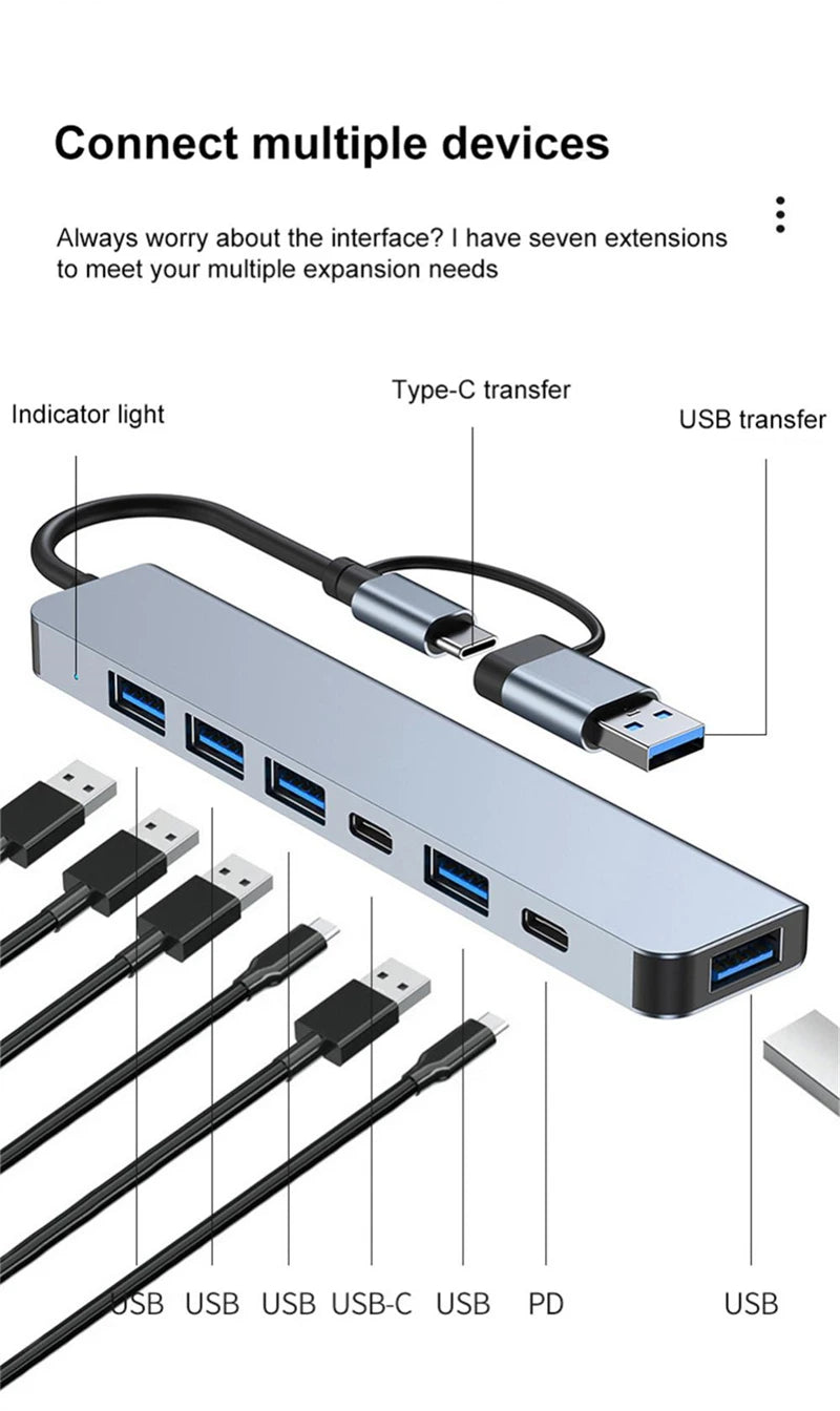 USB C 3.0 HUB Type C to Multi 4K HDMI Monitor Video Converter RJ45 Ethernet VGA PD Power Adapter Docking Station Laptop Splitter
