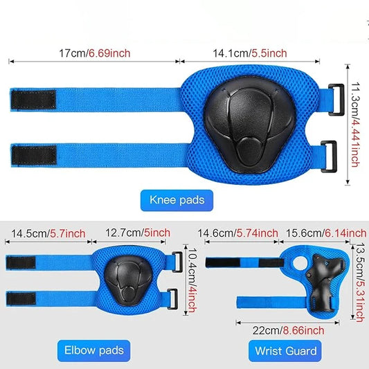 6PCS Kids Protective Gear Set Knee Pads for  3-14 Years Toddler Knee & Elbow Pads with Wrist Guards 3 in 1 for Skating Cycling