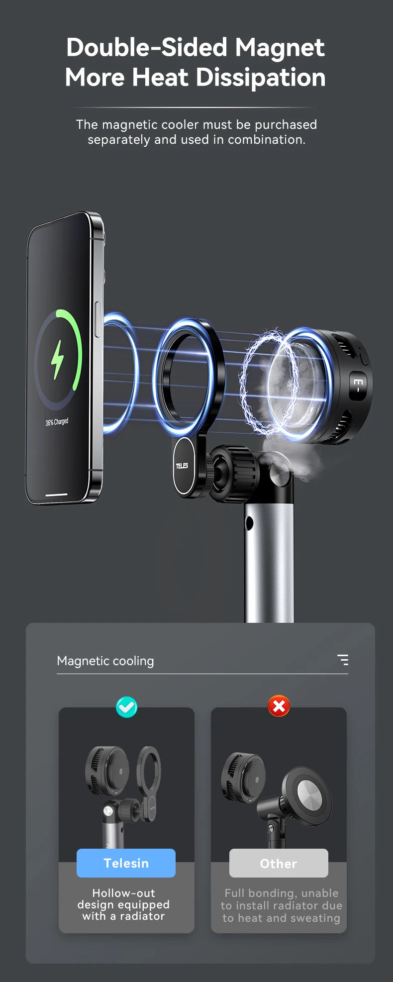 TELESIN Universal Magnetic Mobile Phone Quick Release Photography Stand Holder Aluminium alloy Phone Stand For Smart phone