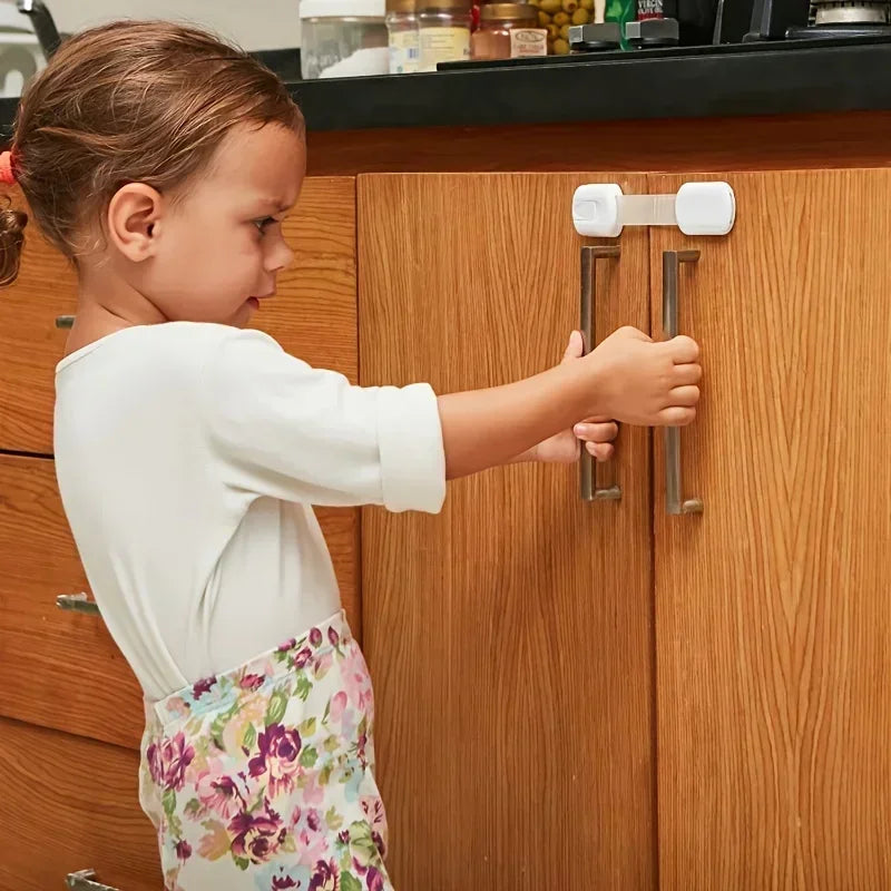 Baby Safety Lock Drawer Child Safety Cabinet Locks  Baby Safe Straps Adhesive Cabinet Drawer Door Latches  baby safety