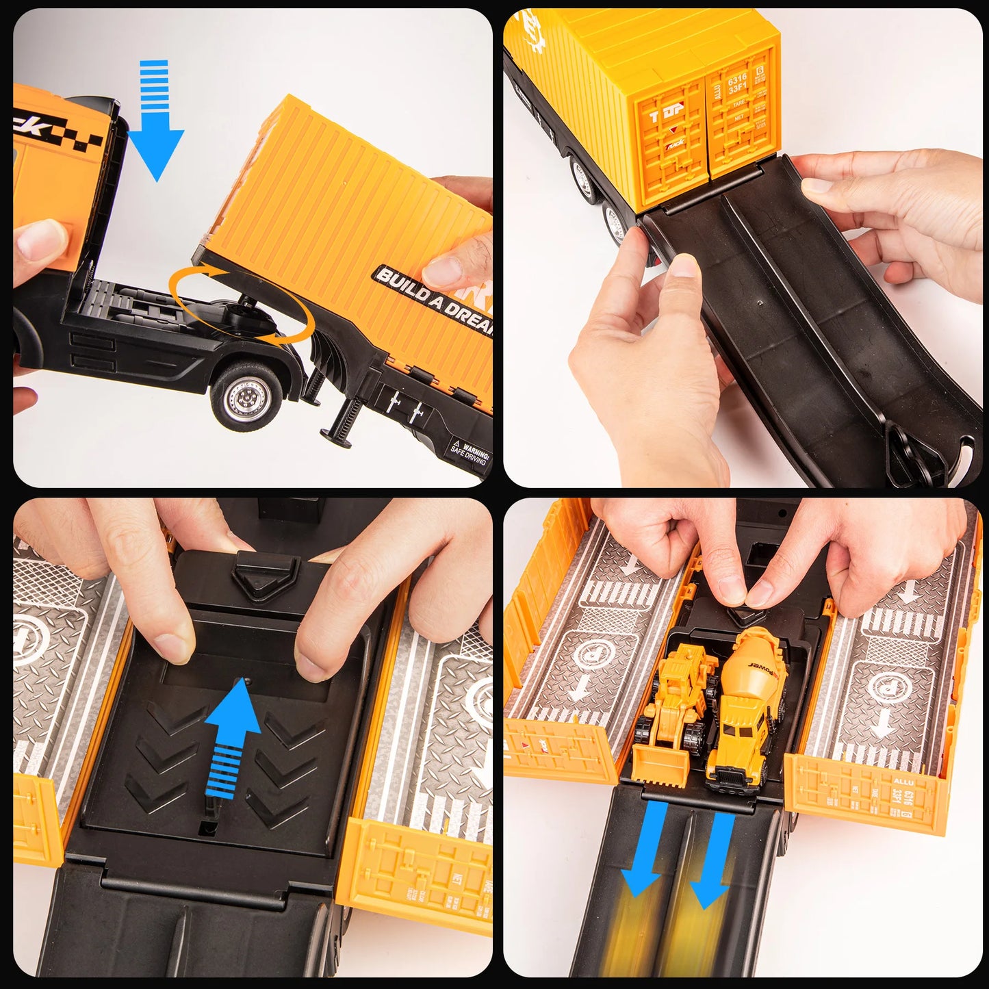 Alloy Construction Vehicles Toy Set for Ages 3-8-STEM Toys with Container Truck/Tower Crane/Excavator, Perfect Birthday Gift