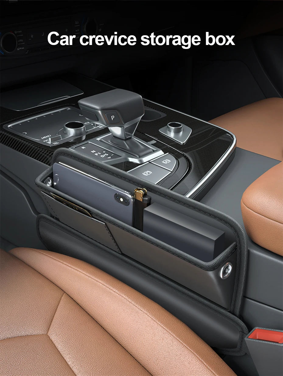 SEAMETAL Car Seats Gap Storage Bag PU Leather Auto Console Side Pocket Universal Car Seat Crevice Storage Box Slit Gap Filler