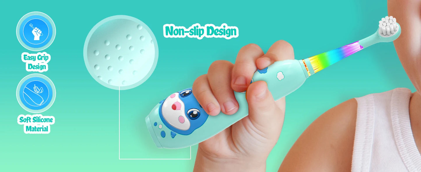 Seago Kids Electric Toothbrush Sonic Child Dolphin Colorful Observing LED 2 mins Smart Timer IPX7  Waterproof Teeth Cleaning