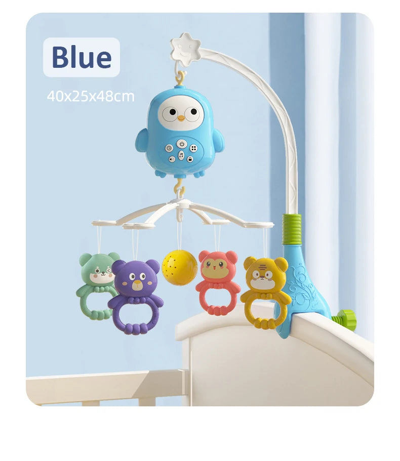 Baby Crib Bell Toys Musical Baby Crib Mobile with Lights Projection for 0-12Months Infants Crib Toys Bed Bell Toy Newborn Gifts