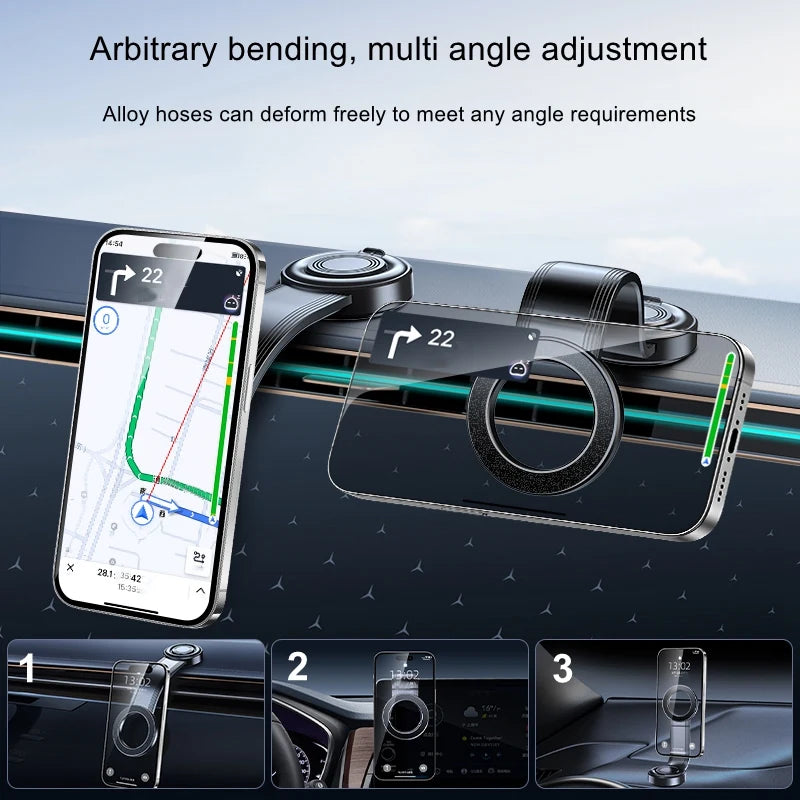 2026 New Magnetic Car Phone Mount,Bendable & Detachable Mount,Adjustable Angle ABS Magnetic Phone Holder,Dashboard Mount