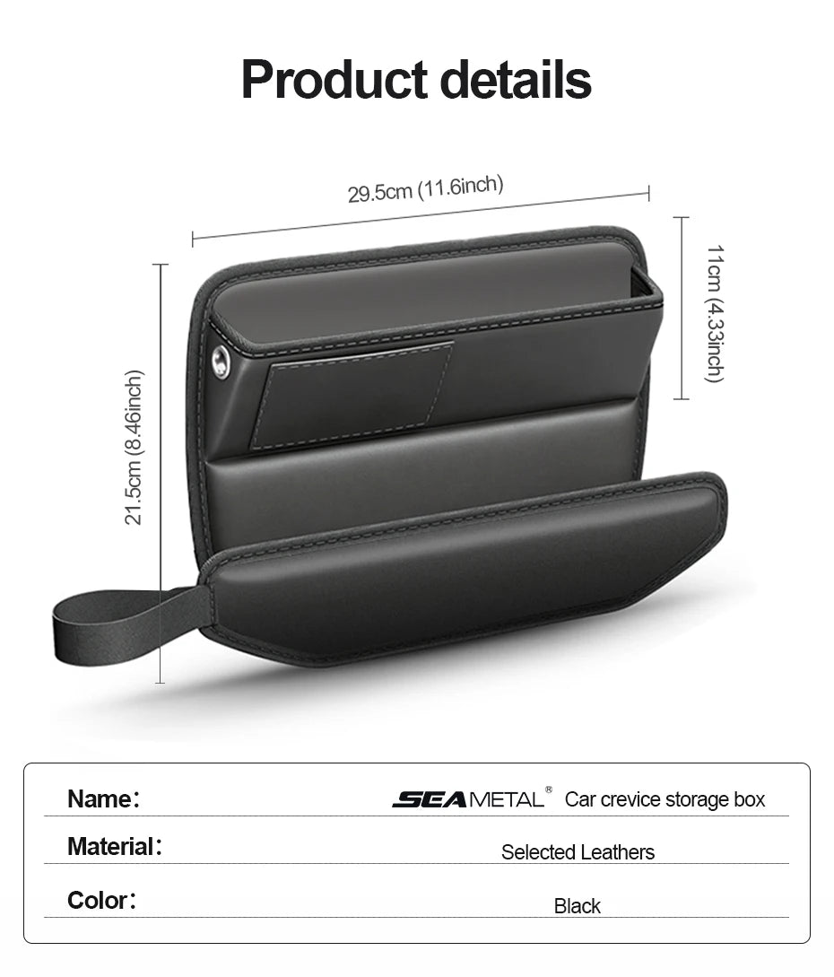 SEAMETAL Car Seats Gap Storage Bag PU Leather Auto Console Side Pocket Universal Car Seat Crevice Storage Box Slit Gap Filler