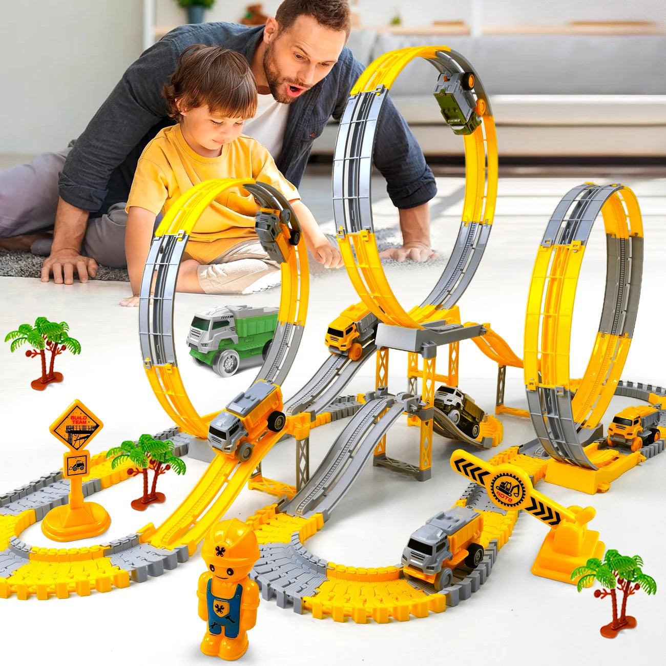 Kids Electric Track Toy Engineering Mini Car Boy Toys Track Car Train Educational Toys for Children Birthday Christmas Gifts