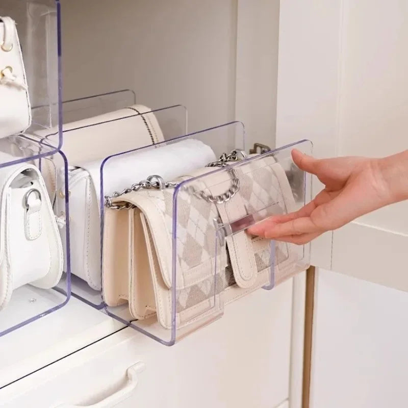 Handbag Storage Organizer Rack Wardrobe Divider Shelf Bag Storage Rack Transparent Purse Handbag Divider Shelf Bags Display Rack