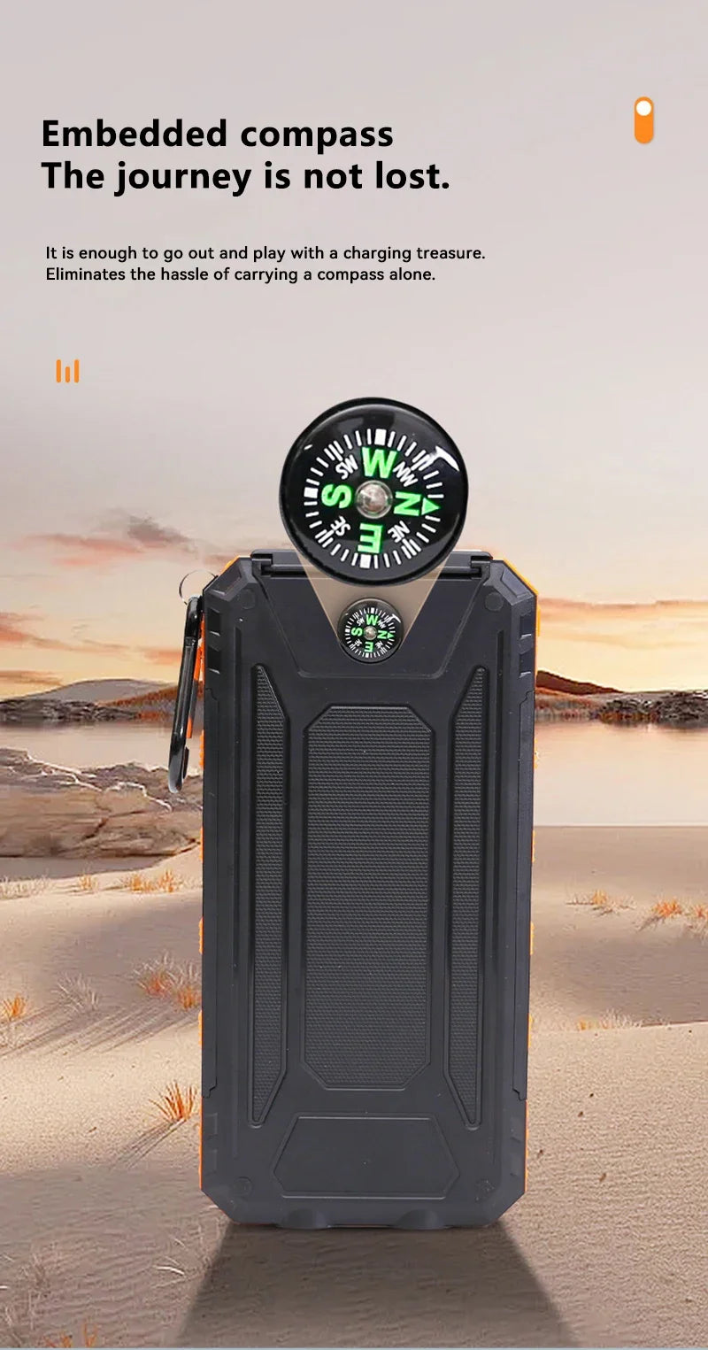 200000mAh Solar Power Bank Portable Large Capacity Charger Compatible with IOS Android USB-A and USB-C Fast Charging