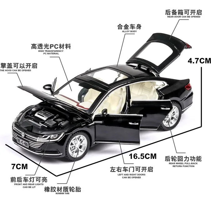 1:32 Volkswagen CC Alloy Toy Car Metal Die-casting Model Sound And Light Pull Back Toy Car Kids Gift Toys For Boys