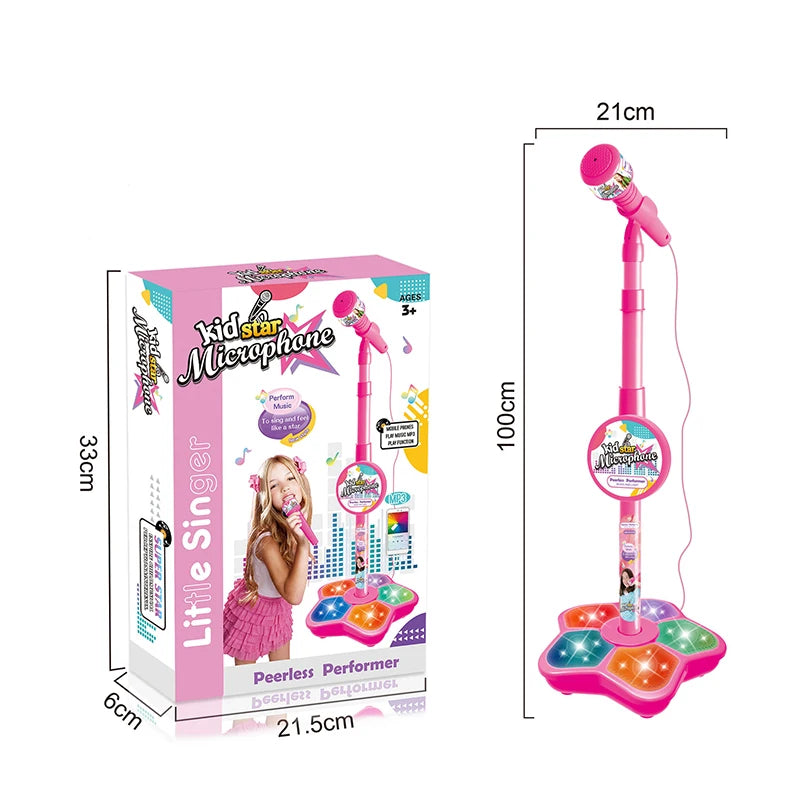 Kids Microphone  With Stand Karaoke Song Music Instrument Toys Brain-Training Educational Toy Birthday Gift For Girl Boy