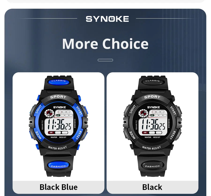 Student Sport Watches For Kids Colorful Electronic Watches Waterproof Clock Children Digital Watch For Boys Fashions Synoke
