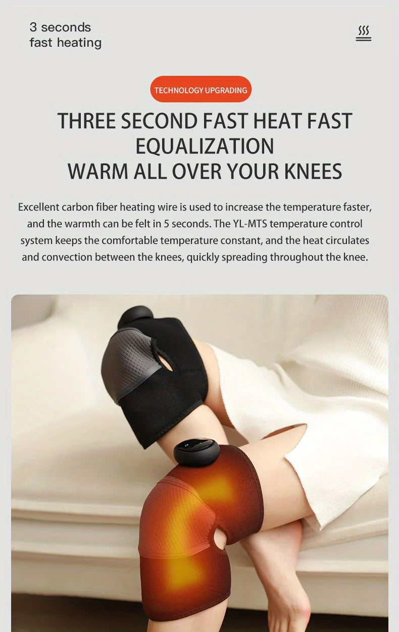 1Pcs/2Pcs Heated Knee Massager, 3-in-1 Heated Knee Elbow Shoulder Support Wrap, Vibrating Knee Heating Pad, 3 Adjustable Vibration and Heating Modes, Heating Pad for Knee Elbow Shoulder Relaxation Leg Warmer (Dual Use)