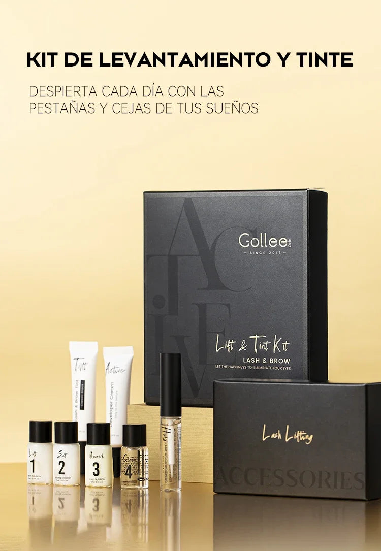 Gollee Classic Black Natural Eyelash Lifting Perm Treatment Makeup Set Lash and Brow Tinting Kit Easy For Beginner at Home