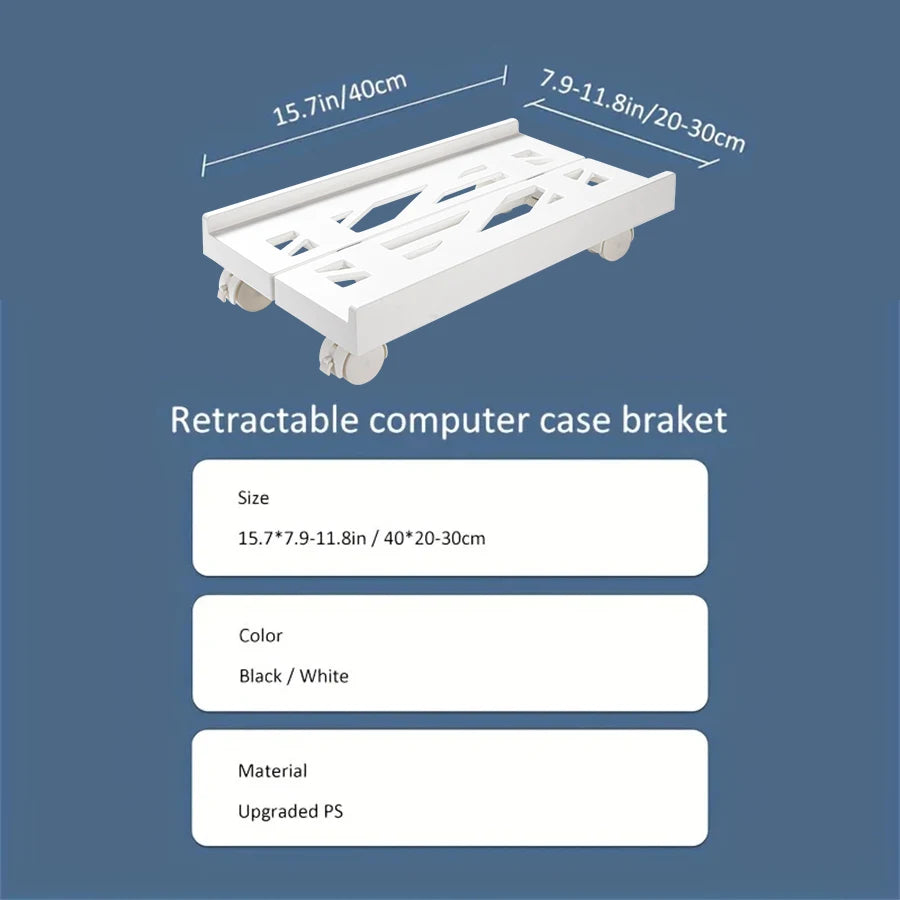 Adjustable Mobile PC Tower Stand with Wheels under Desk CPU Holder Adjustable Stable Mobile Computer Host Stand for Home Office