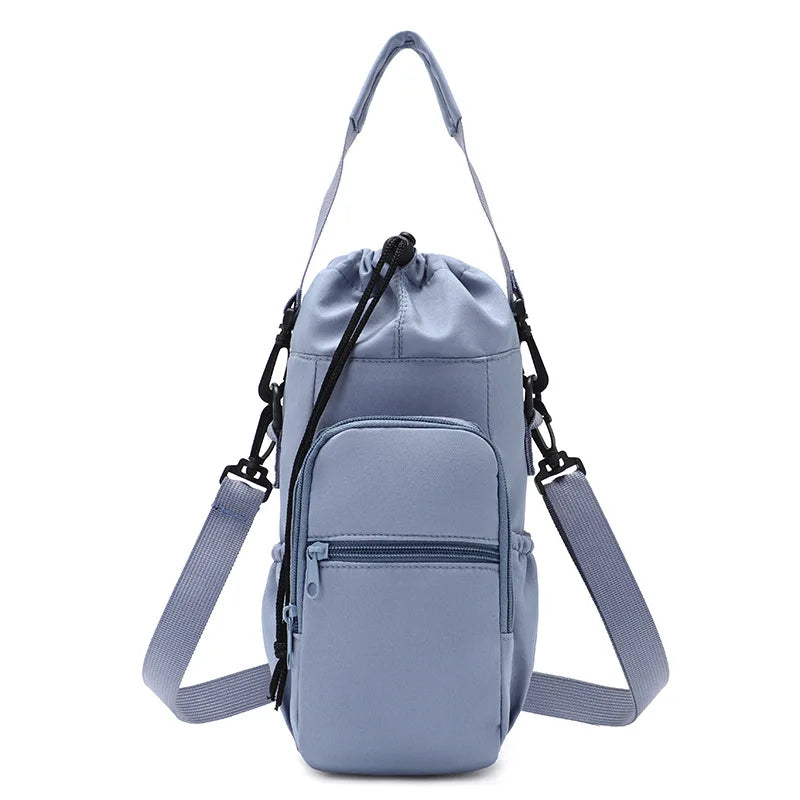 Portable Water Bottle Bag with Adjustable Strap Thermal Mugs Insulated Protective Cover Phone Pocket Outdoor Sports Travel Bag