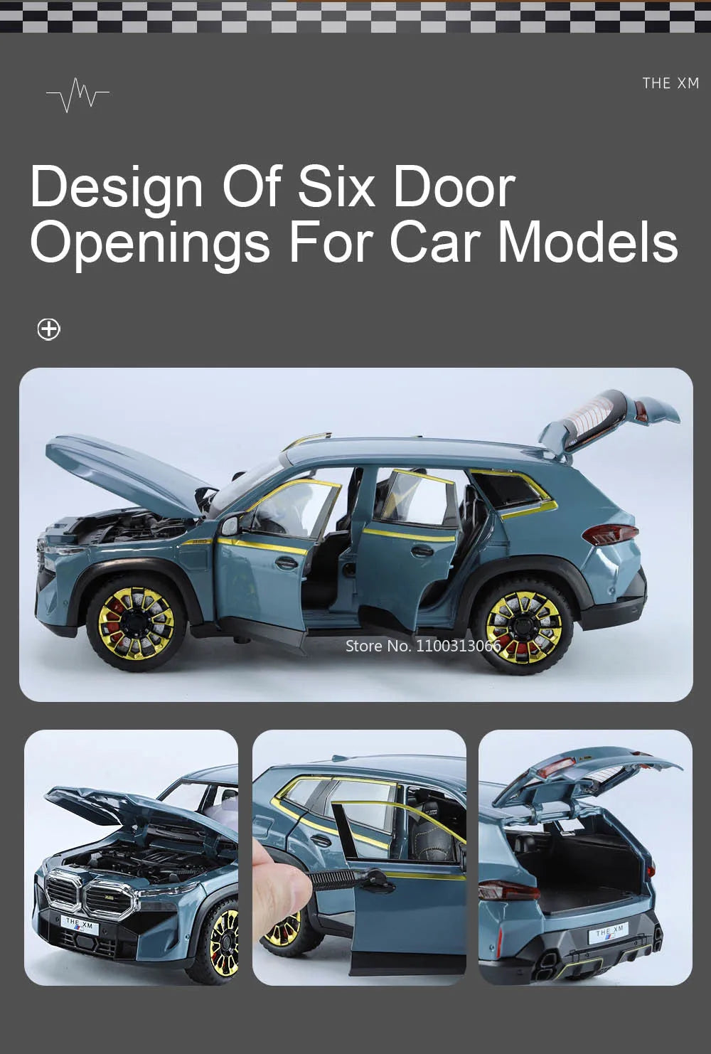 1/24 The XM Alloy Car Models Toy Diecasts Off-road Vehicles with Light Sound Pull Back Function SUV Car Toys for Kids Boys Gifts