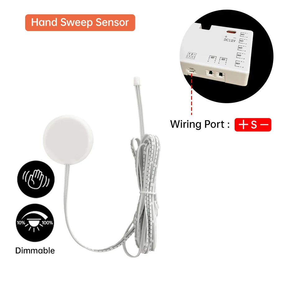 LED Strip Sensor Switch DC12 24V Touch/PIR Motion/Dual Door Sensor for Cabinet Closet & Drawer DIY Shelf Showcase Lighting