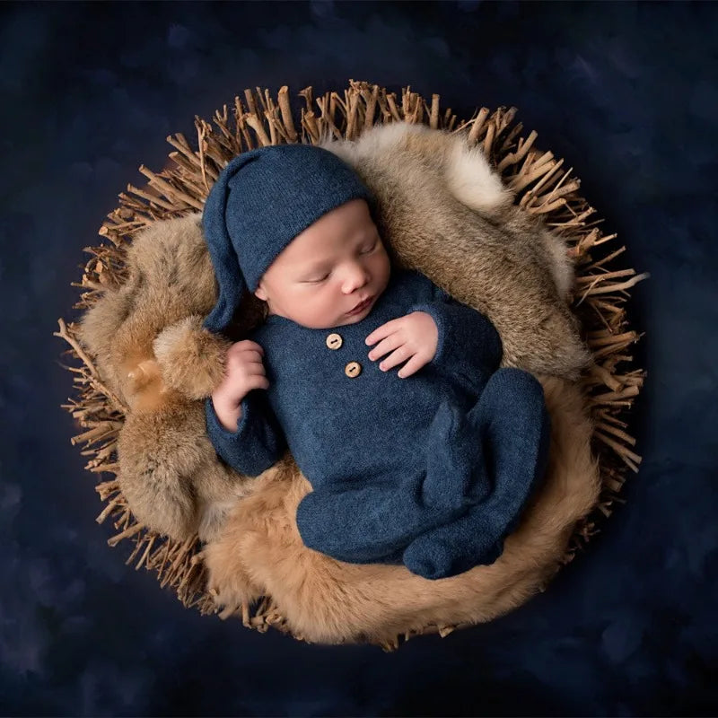 Baby Hat Newborn Photography Props Blanket Wrap Baby Fur Ball Knitted  Beanie Hat Baby Photo Shoot Accessories