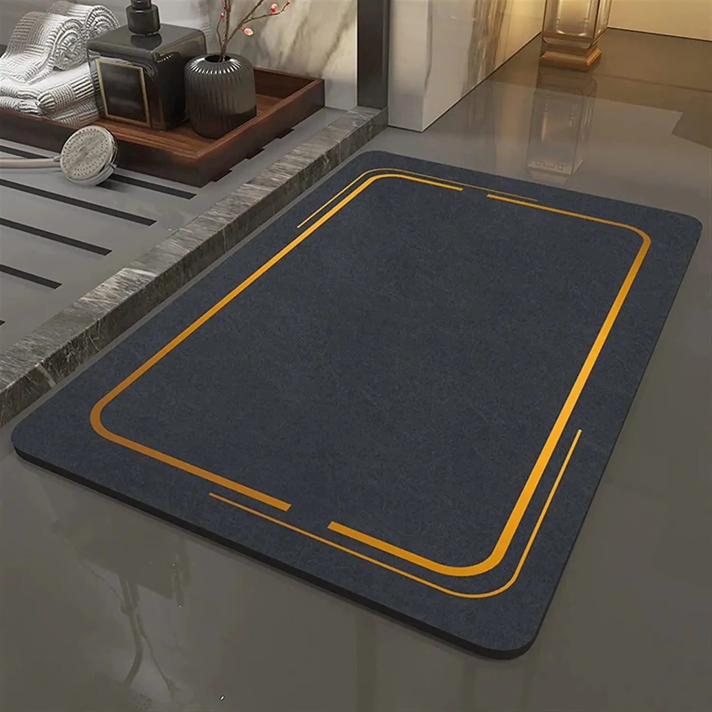 Non-Slip Bath Mat Diatomite Mat with Rubber Padding Soft Super Absorbent Bathroom Rug Foot Mat for Hallway Shower Toilet Mats