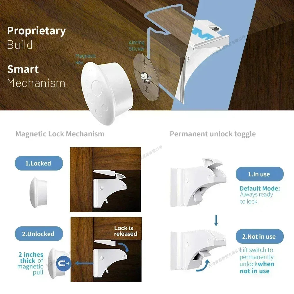 Child Safety Lock with Magnetic Keep Your Kids Safe Children's Lock Ideal Drawer Cabinet Door Safety for Toddler Baby Protection