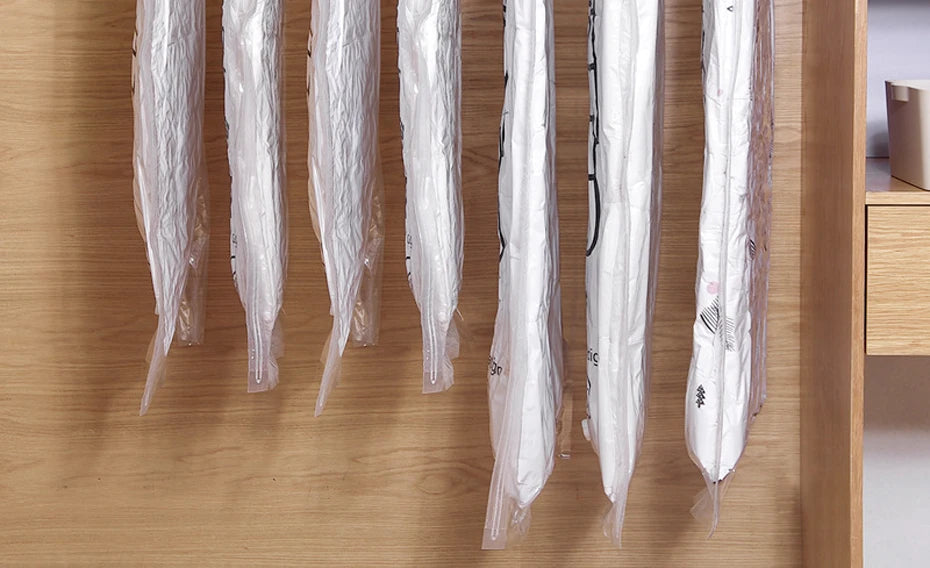 Hanging Vacuum Storage Bags Space Saver Bags Vacuum Seal Storage Bag for Suits Dress Coats Jackets Closet Organizer and Storage