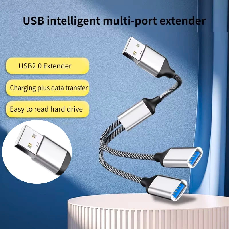 Multi USB C to USB A 2.0 HUB Dual Port Splitter Adapter OTG for Laptop Computer Printer Charging Data Transfer Extension Cable