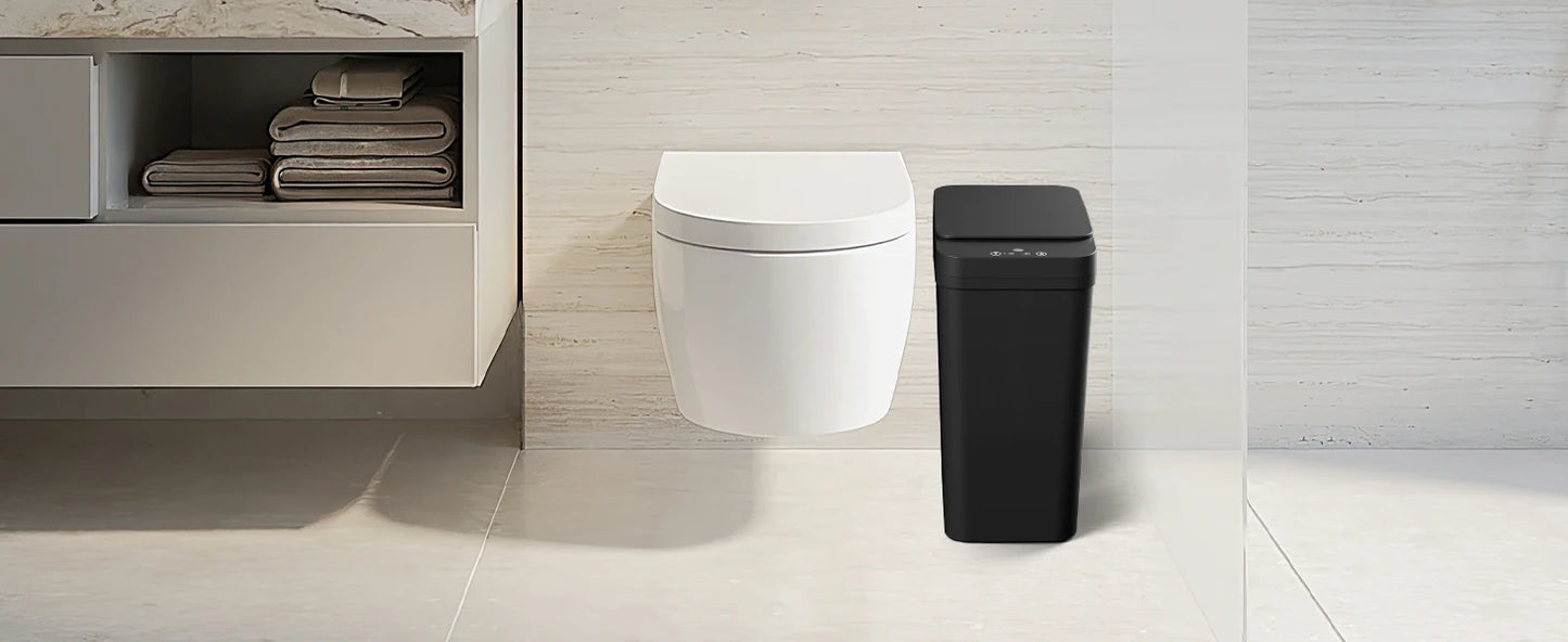 Bathroom Trash Can, 12L Automatic Motion Sensor Touchless Waterproof Trash Bin with Lid, Smart Electric Trash Can for Kitchen