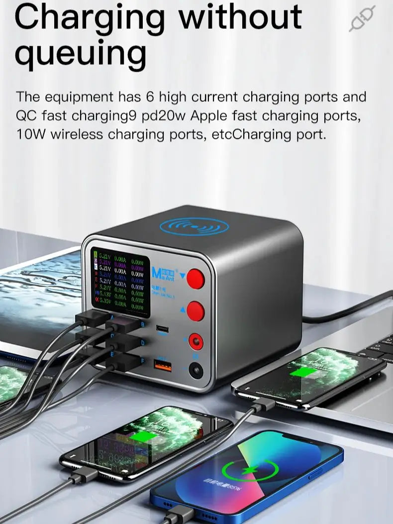 8 Port USB PD Fast Charging Wireless Charger With Anti Short Circuit Repair Function Mobile Phone Power For iPhone 15 13 Xiaomi