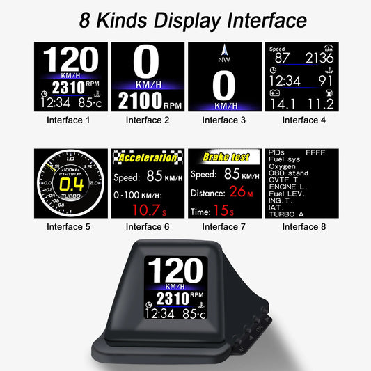 Head UP Display OBD2+GPS On-board Computer RPM Turbo HUD Oil Pressure Water Temp GPS Speedometer Projectors Car Accessories