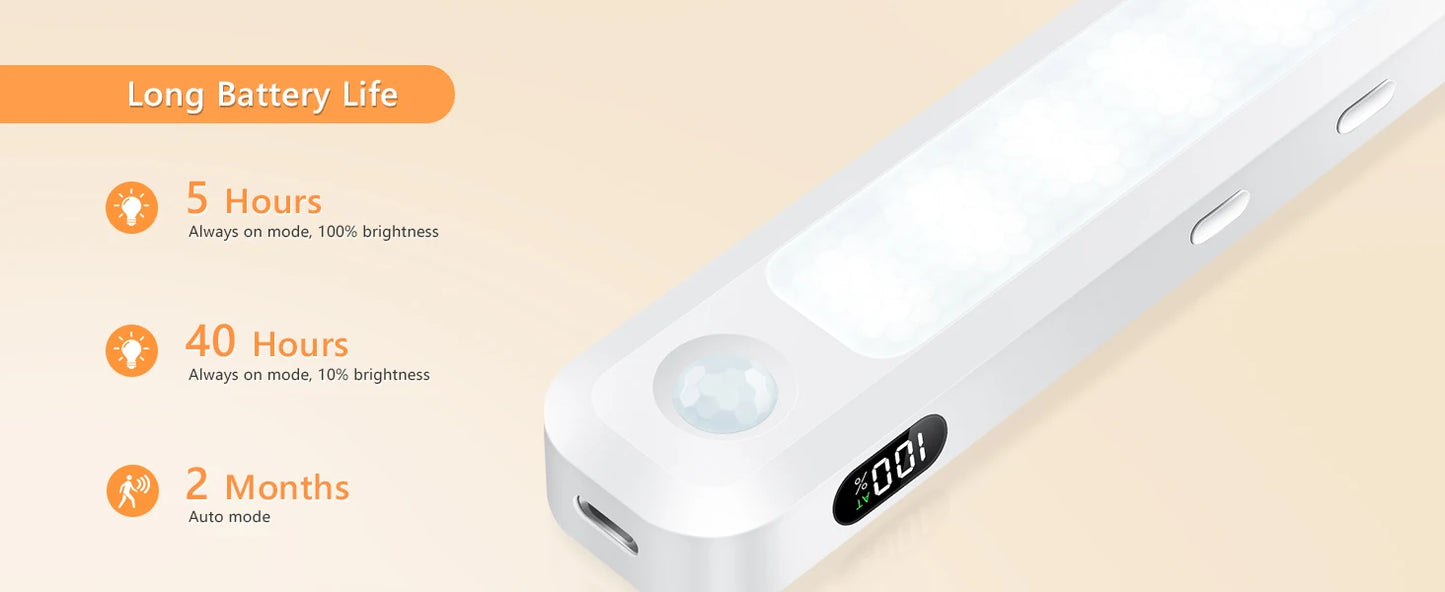 WILLED Rechargeable Motion Sensor Cabinet Light Indoor 3 Colors Dimmable Magnetic Light Bar Night Light for Cabinet Closet Desk