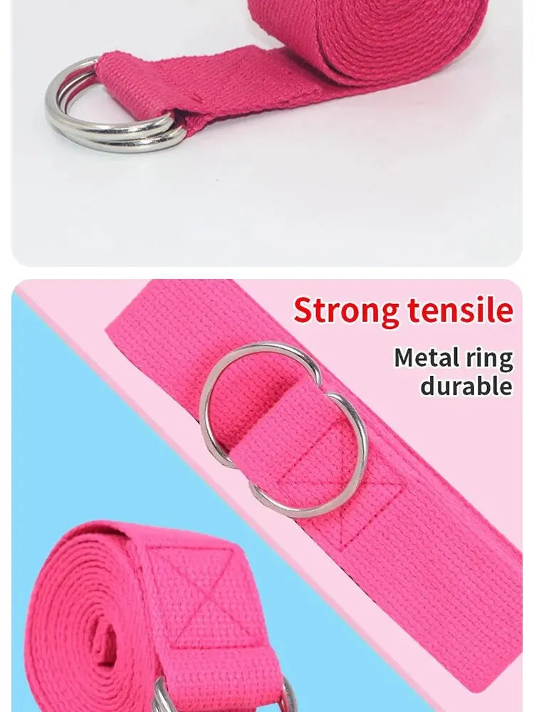 1Pc Yoga Strap For Yoga Pilates Ballet Dance With Adjustable D-Ring Buckle Cotton Yoga Belt For Fitness Daily Stretching