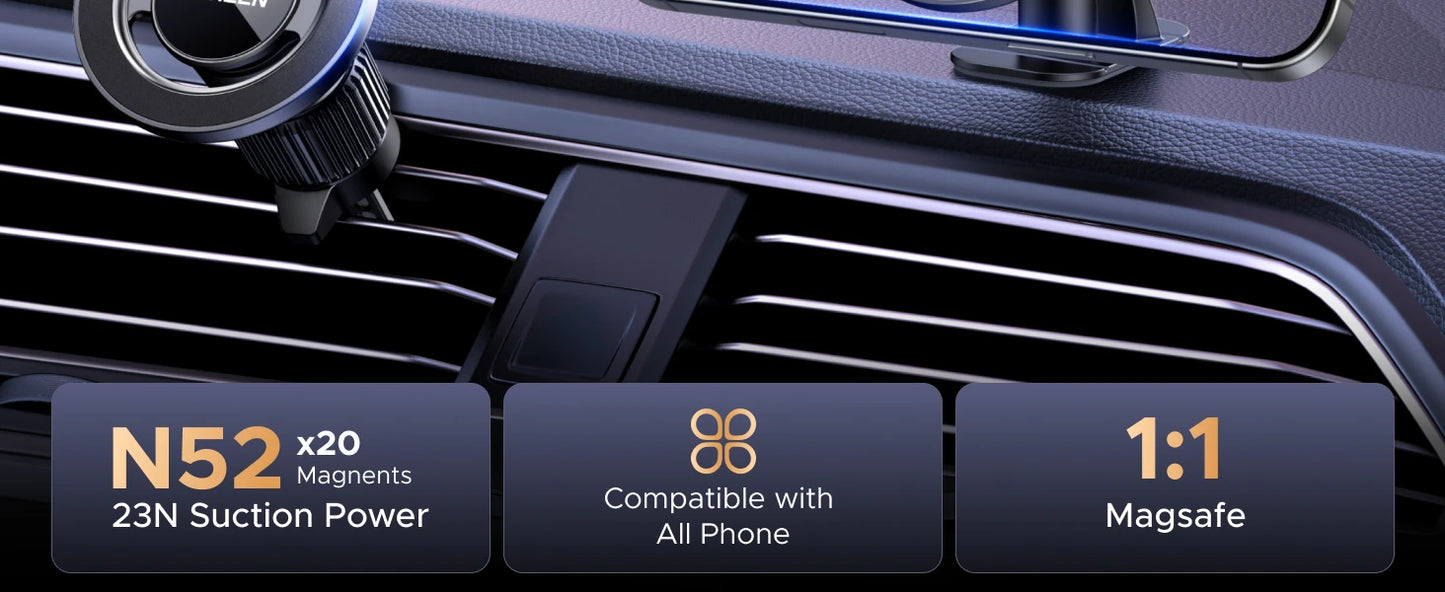 UGREEN Magnetic Car Phone Holder Strong Magnets 2 IN 1 360° Rotatable Car Mount For Magsafe iPhone 16 15 Pro Samsumg S25 Xiaomi