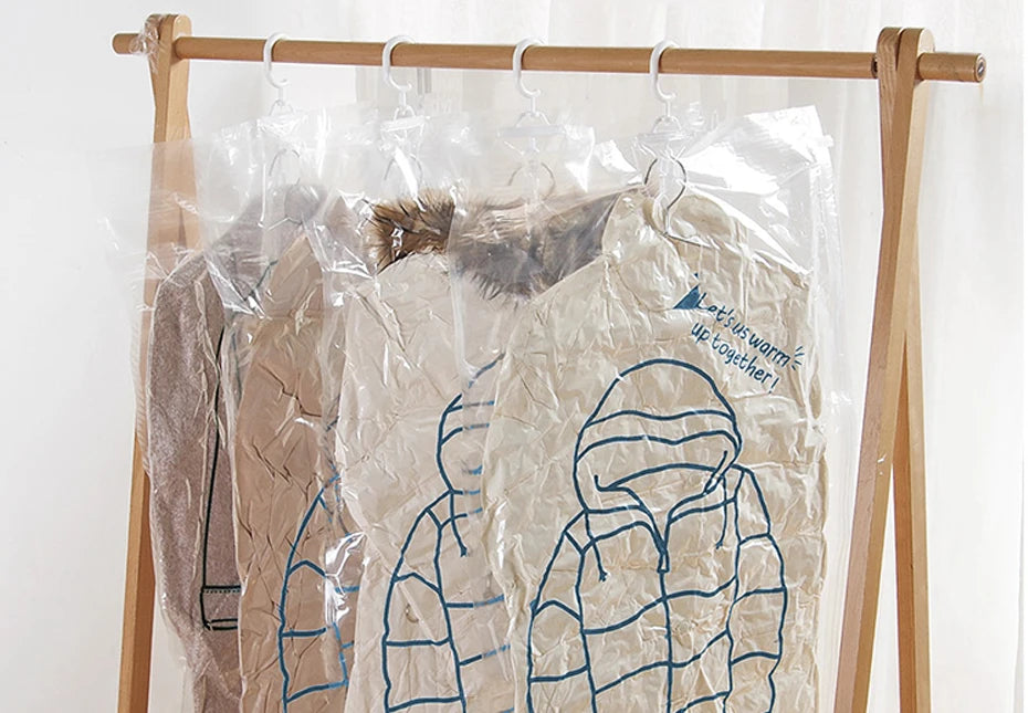 Hanging Vacuum Storage Bags Space Saver Bags Vacuum Seal Storage Bag for Suits Dress Coats Jackets Closet Organizer and Storage