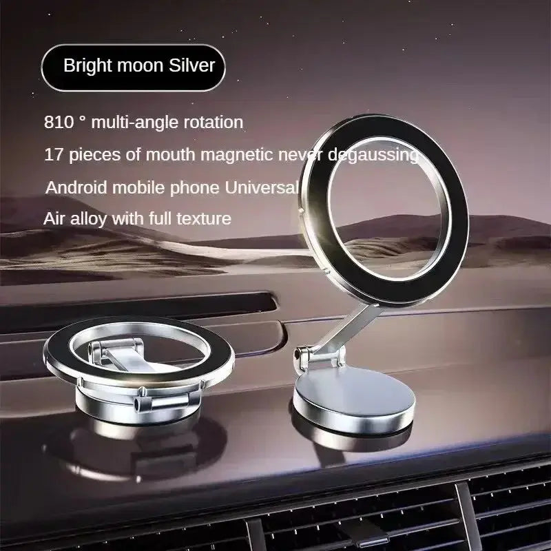 Strong Magnetic Phone Holder – 360° Swivel Adjustable Car Mount with Back Sticker, Universal Magsafe-Compatible for Smartphones