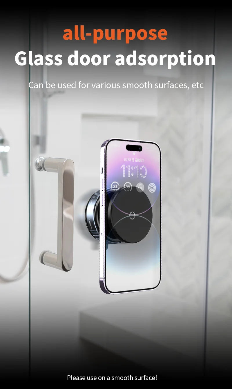 Magnetic Car Mount Mobile Phone Holder Vacuum Adsorption 360° Rotation Super Strong Suction Bracket for Iphone12-16 Smartphone