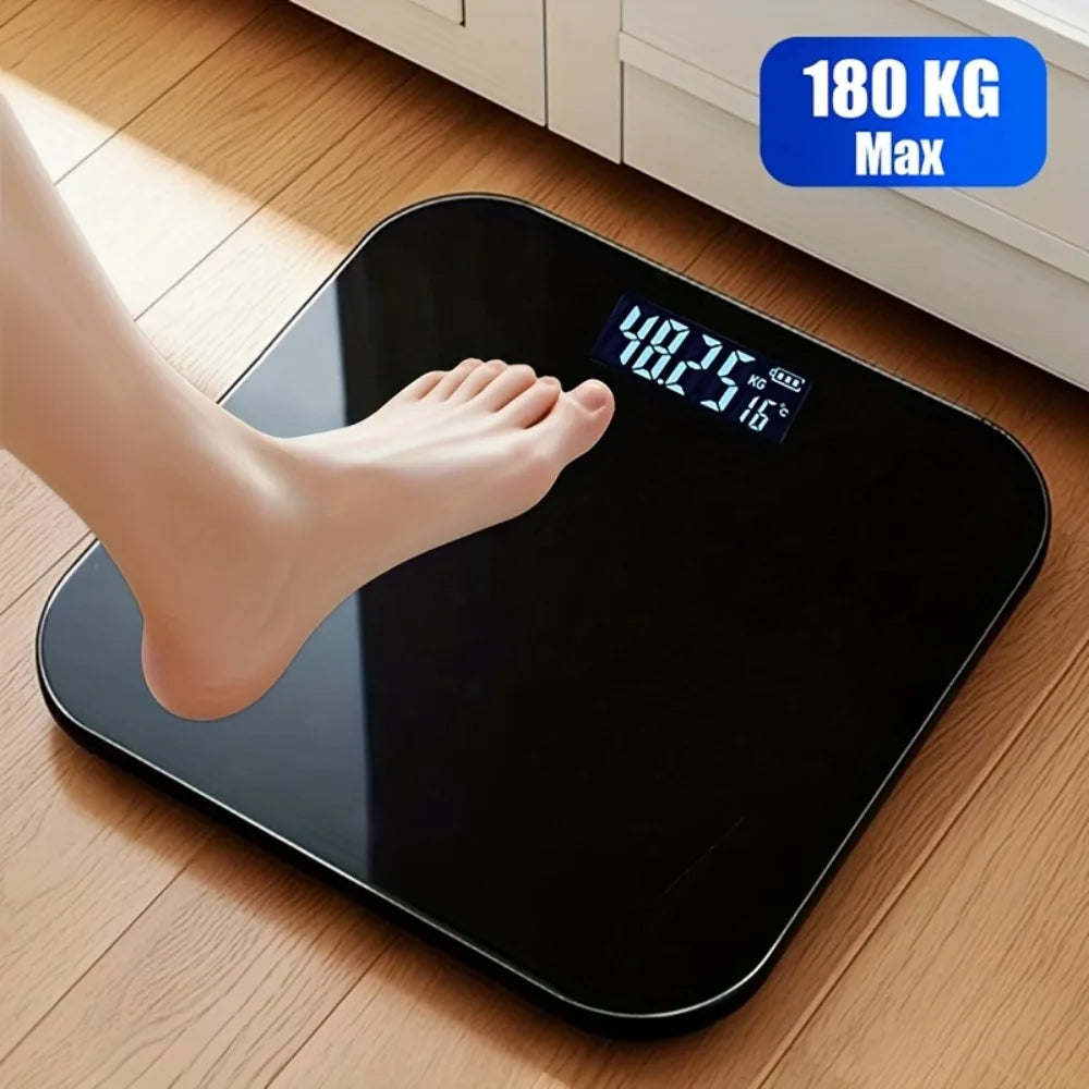 Smart Electronic Scale High Precision Body Fat Measurement Battery Powered LCD Display with Temperature Elegant Black Design