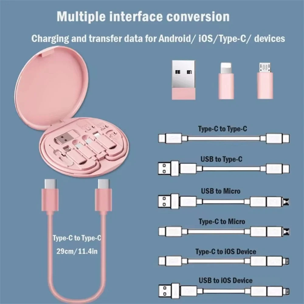 Multi USB Type C to C 60W Charging Adapter Cable Kit USB C to Lighting Conversion Set USB A & Type C to Micro/Type C/Lighting